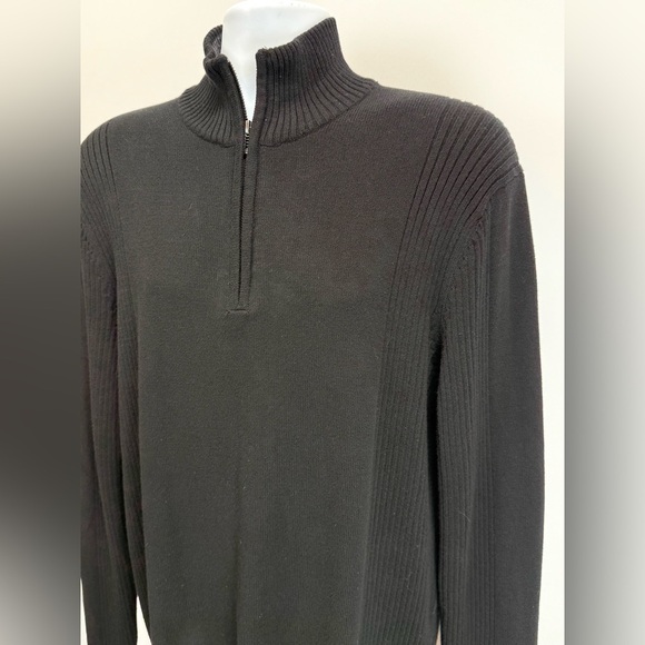 CALVIN KLEIN Men's Black mock neck 1/4 zip pullover sweater size L - Picture 3 of 14